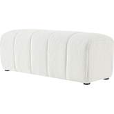 Cassy Bench in Channel Tufted Beige Faux Shearling